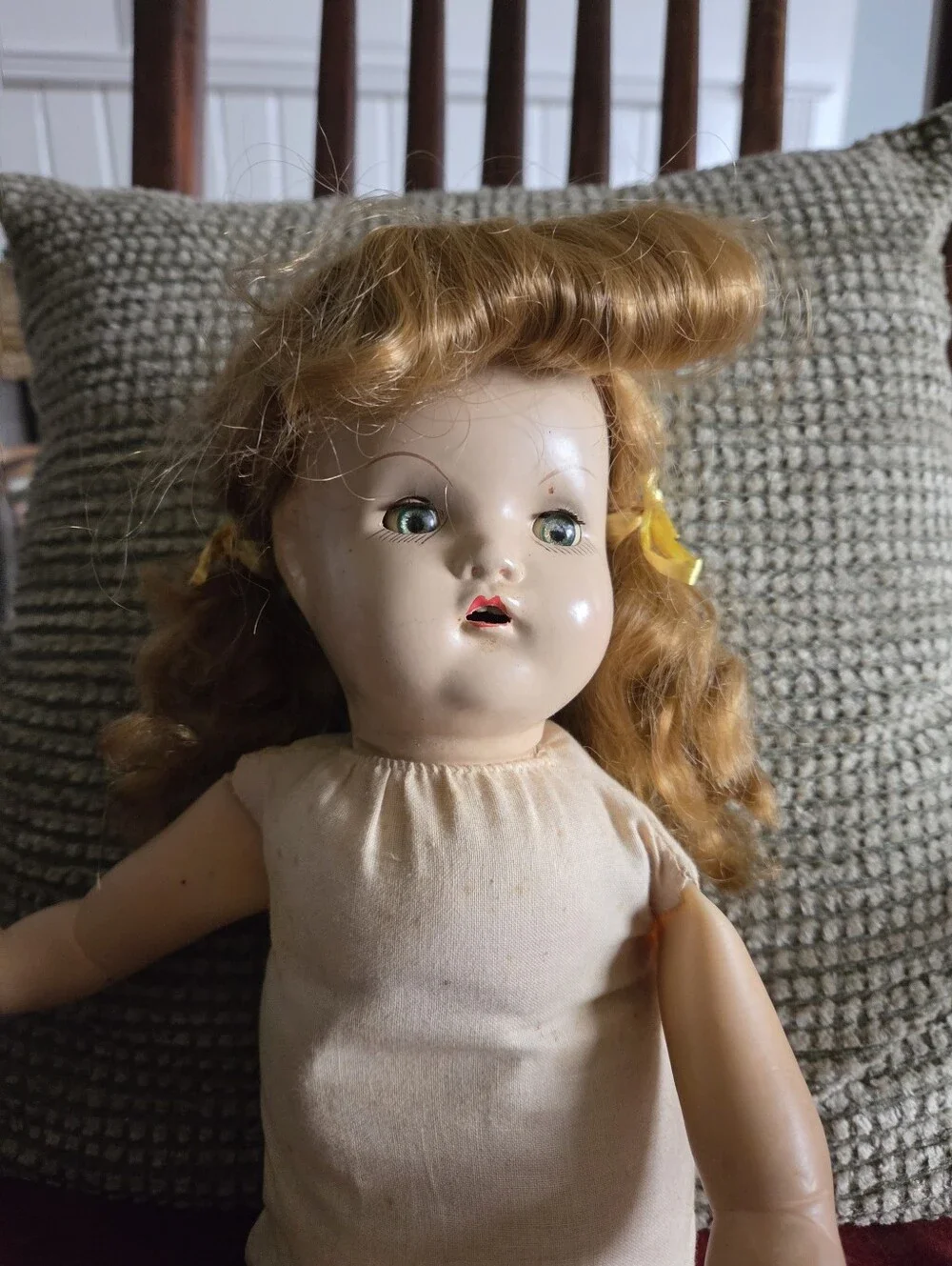 Vintage Baby Doll Cries & Sleeps Teeth Composition Head